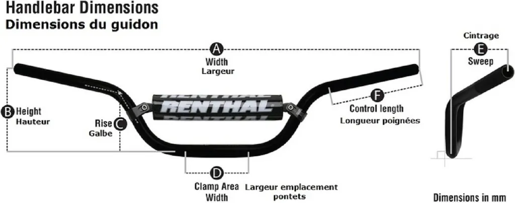 Guidon de Motocross Renthal Twinwall 997 RC compatible Kawasaki et Honda