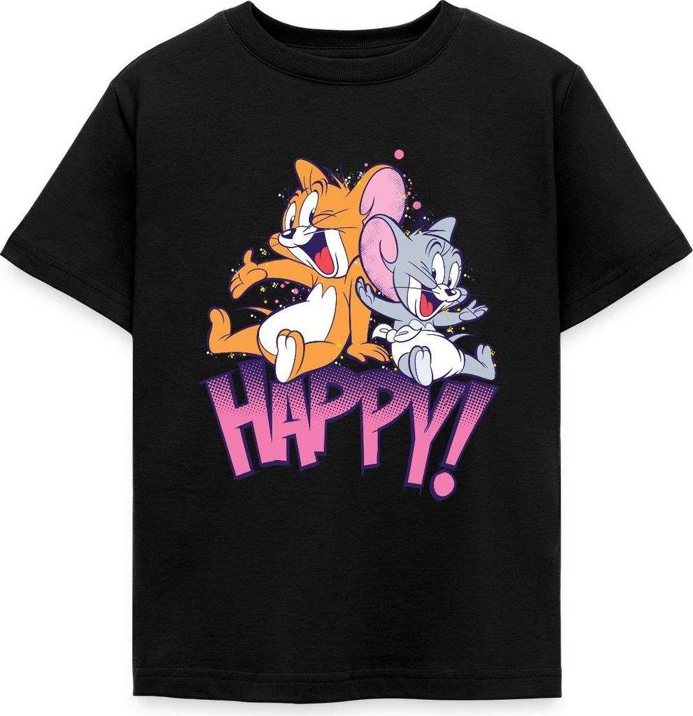 Spreadshirt Tom Und Jerry Jerry und Nibbles Kinder T-Shirt, 110/116 (5-6 Jahre), Schwarz