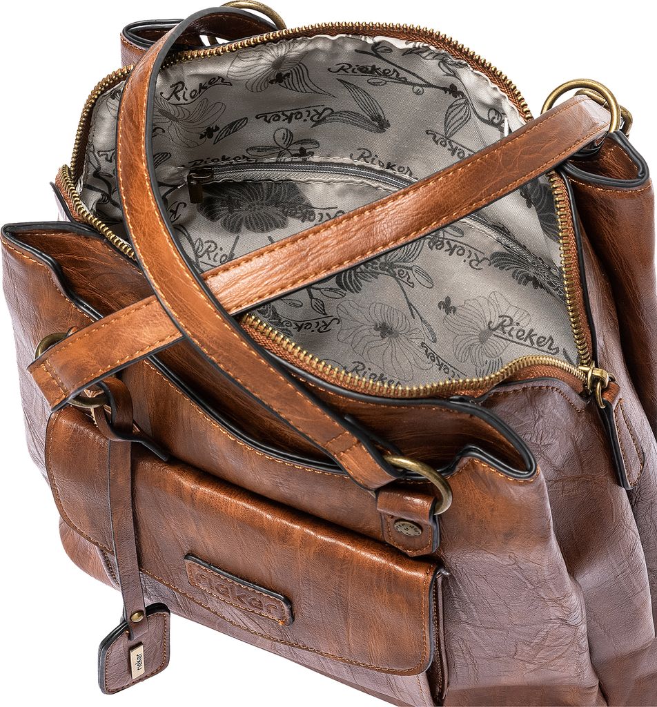 Rieker Damen Rucksack Schultertasche Handtasche coole Akzente H1036, Farbe:Braun