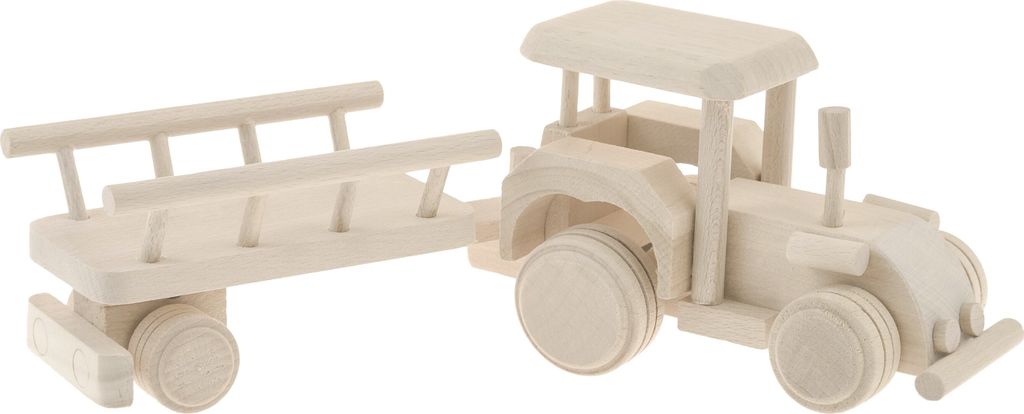 TRAKTOR MIT ANHÄNGER Holz-Decoupage EKO PL Kinderspielzeug