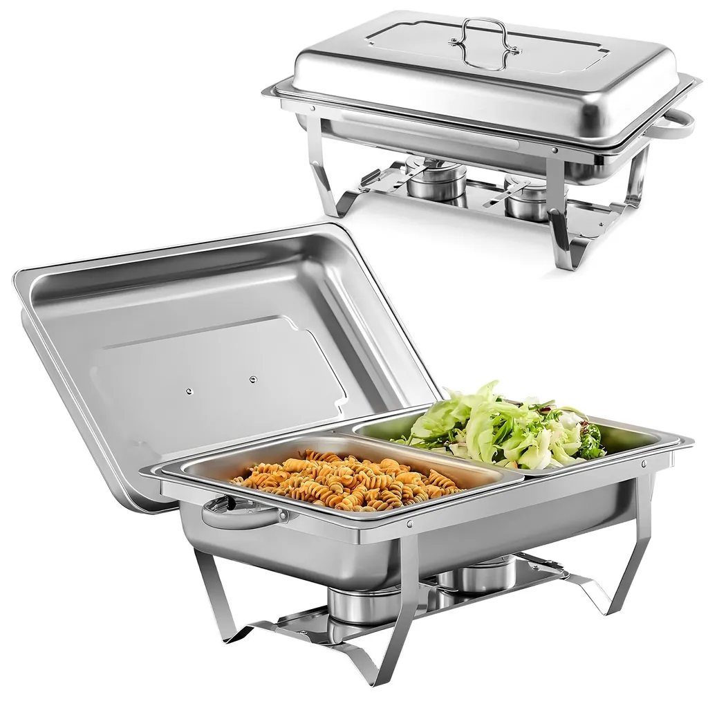 Chauffe-repas 2 en 1 avec Plaque Chauffante 9L, Format GN 1/2 en Inox