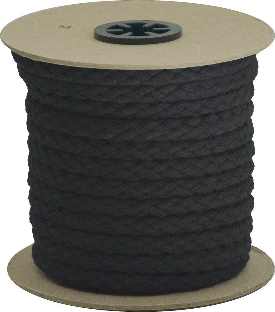10m Baumwoll-Kordel geflochten 9mm Baumwoll-Schnur Seil, Farbwahl , Farbe:schwarz