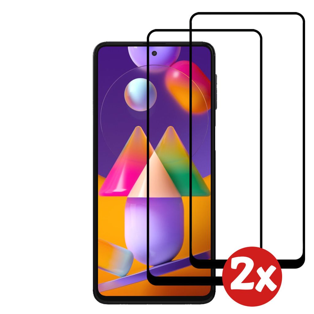 Displayschutzfolie passend für Samsung Galaxy M31s - Full Cover Tempered Glass mit rundem Rand - Tempered Glass mit abgerundeten Ecken - 2-Pack