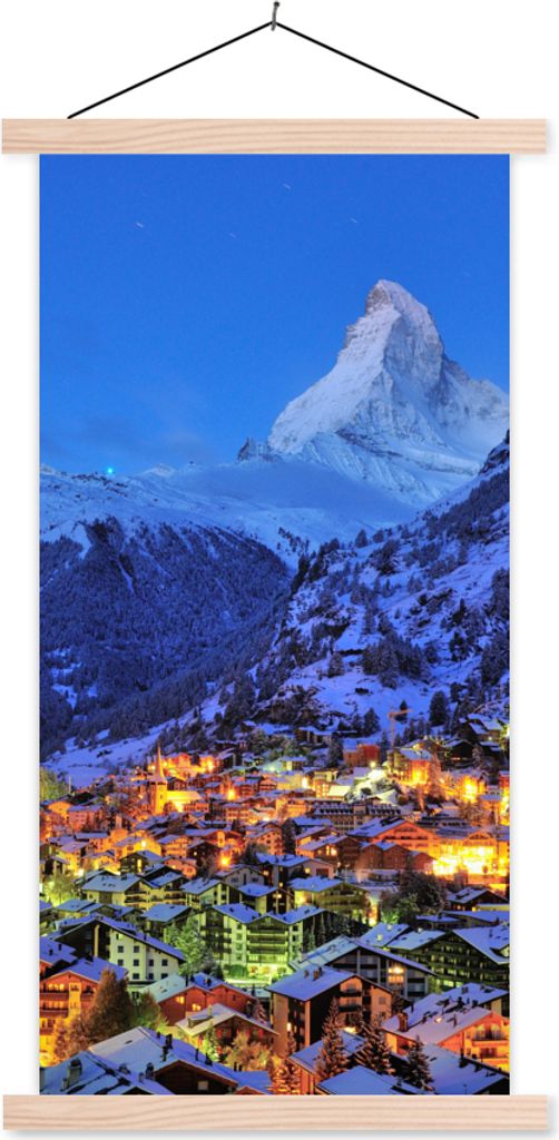MuchoWow Textilposter Sonnenaufgang über dem Schweizer Matterhorn in Zermatt 60x120 cm mit holzfarbenen Rahmen - Holz