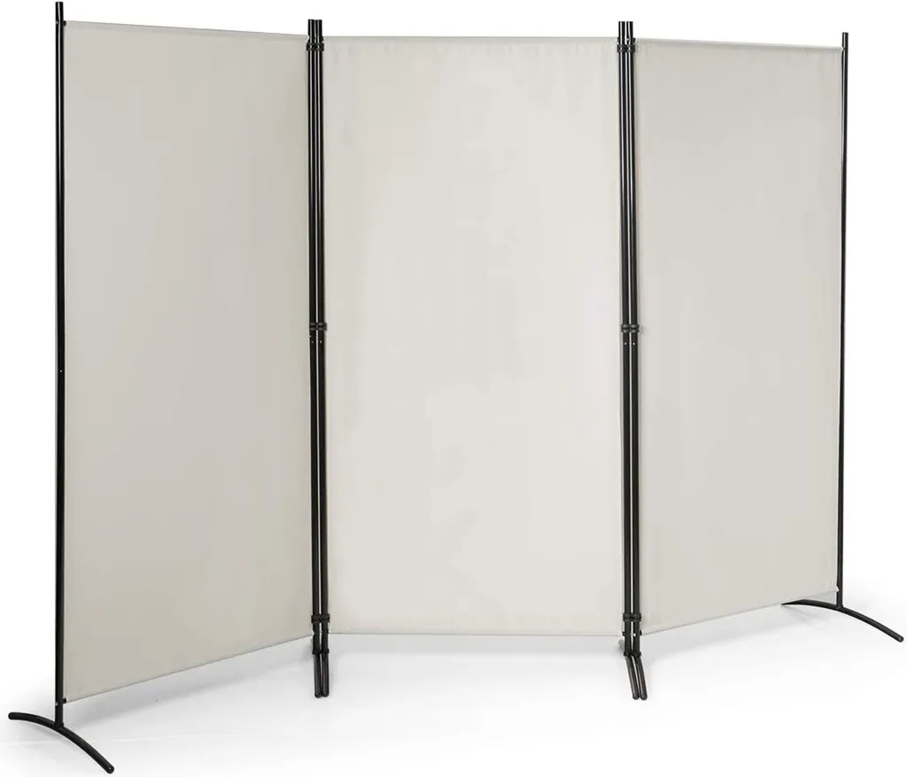 Divisez vos grandes pièces facilement avec ce paravent beige 3 panneaux