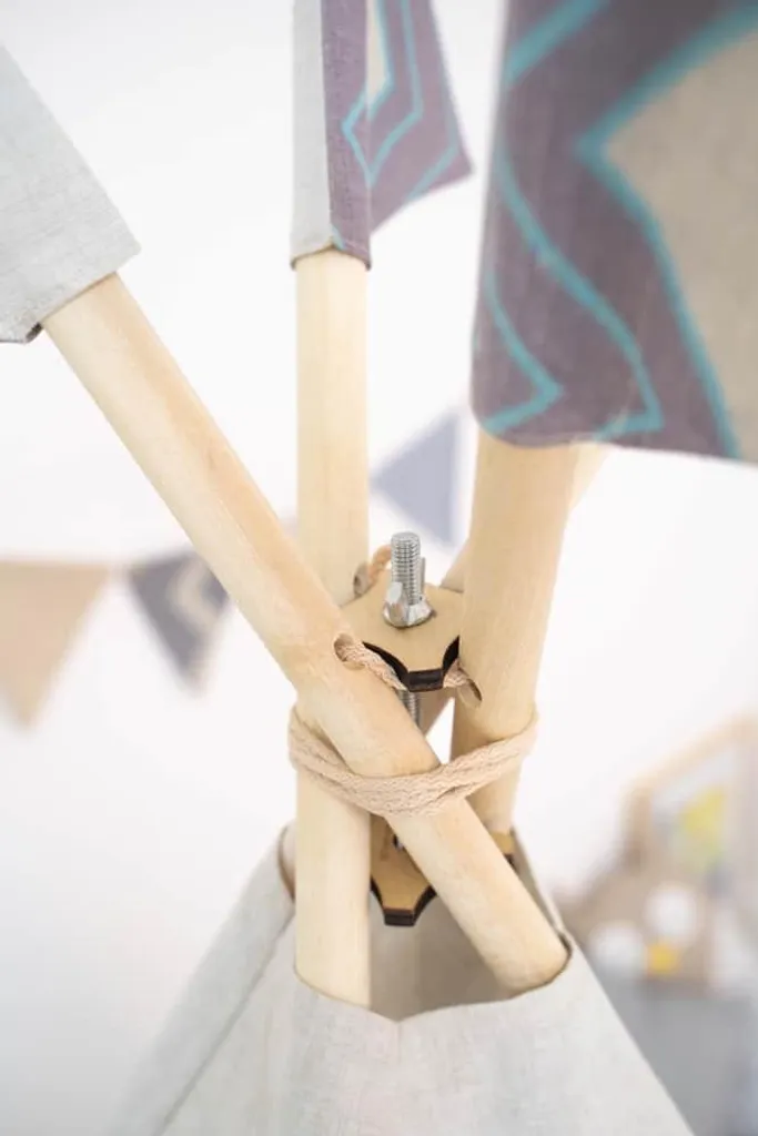 Tipi enfant avec tapis de sol molletonné Wigwam en lin haute qualité - 7