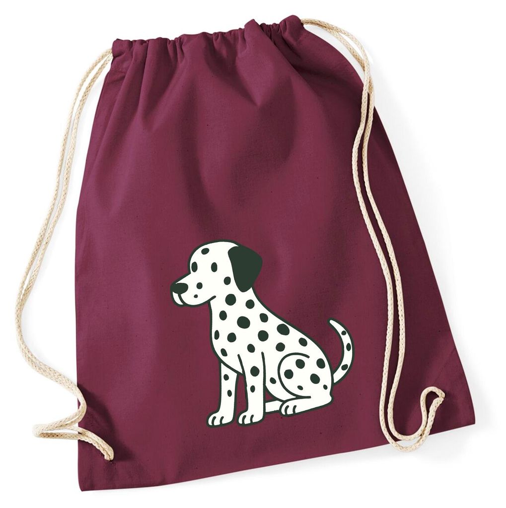 Huuraa Turnbeutel Dalmatiner Comic Dotti 12 Liter Burgundy Baumwolle Rucksack Geschenkidee