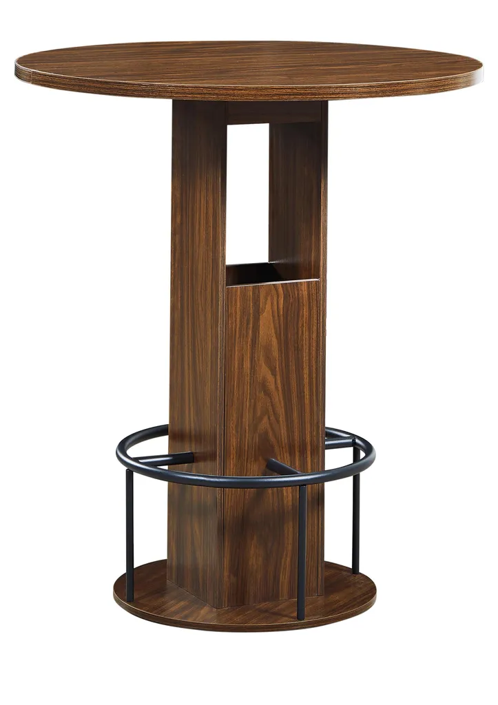 Ensemble Table de Bar 3 Pièces 80cm Noyer - 2 Tabourets Métal