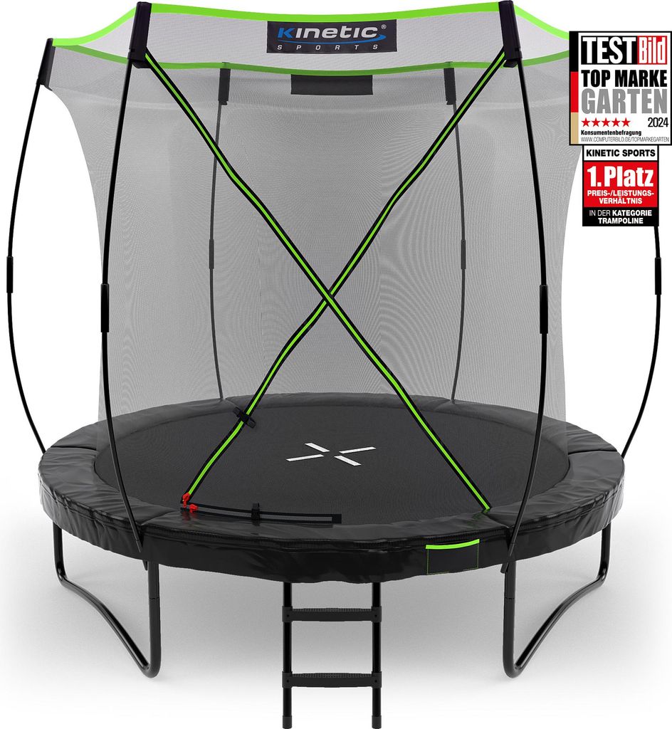 KINETIC SPORTS Trampolin Outdoor 'Ultimate Pro' Ø 244/305/366/427 cm – Gartentrampolin, Kindertrampolin mit Leiter, bis zu 160 kg