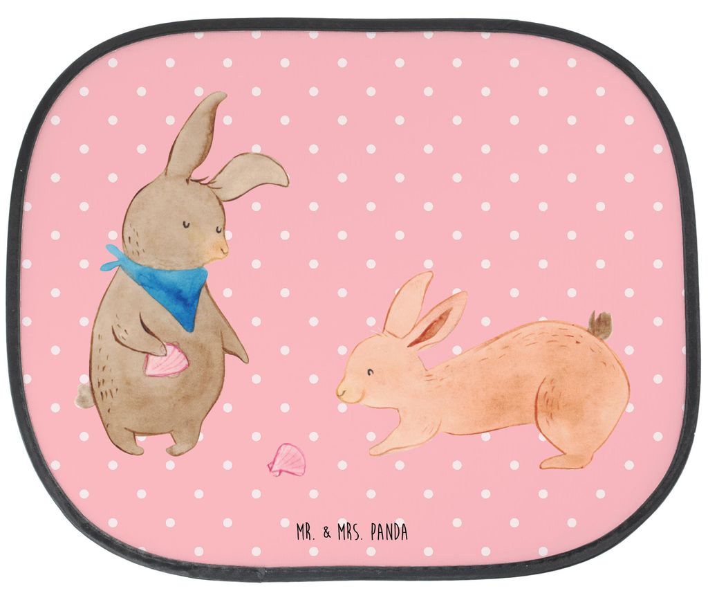 Mr. & Mrs. Panda Sonnenschutz Auto Hasen Muschel - Rot Pastell - Geschenk, Freundin, Beste, BFF, für, Strand, Fenster, pkw, Meer, Muttertag, Urlau...