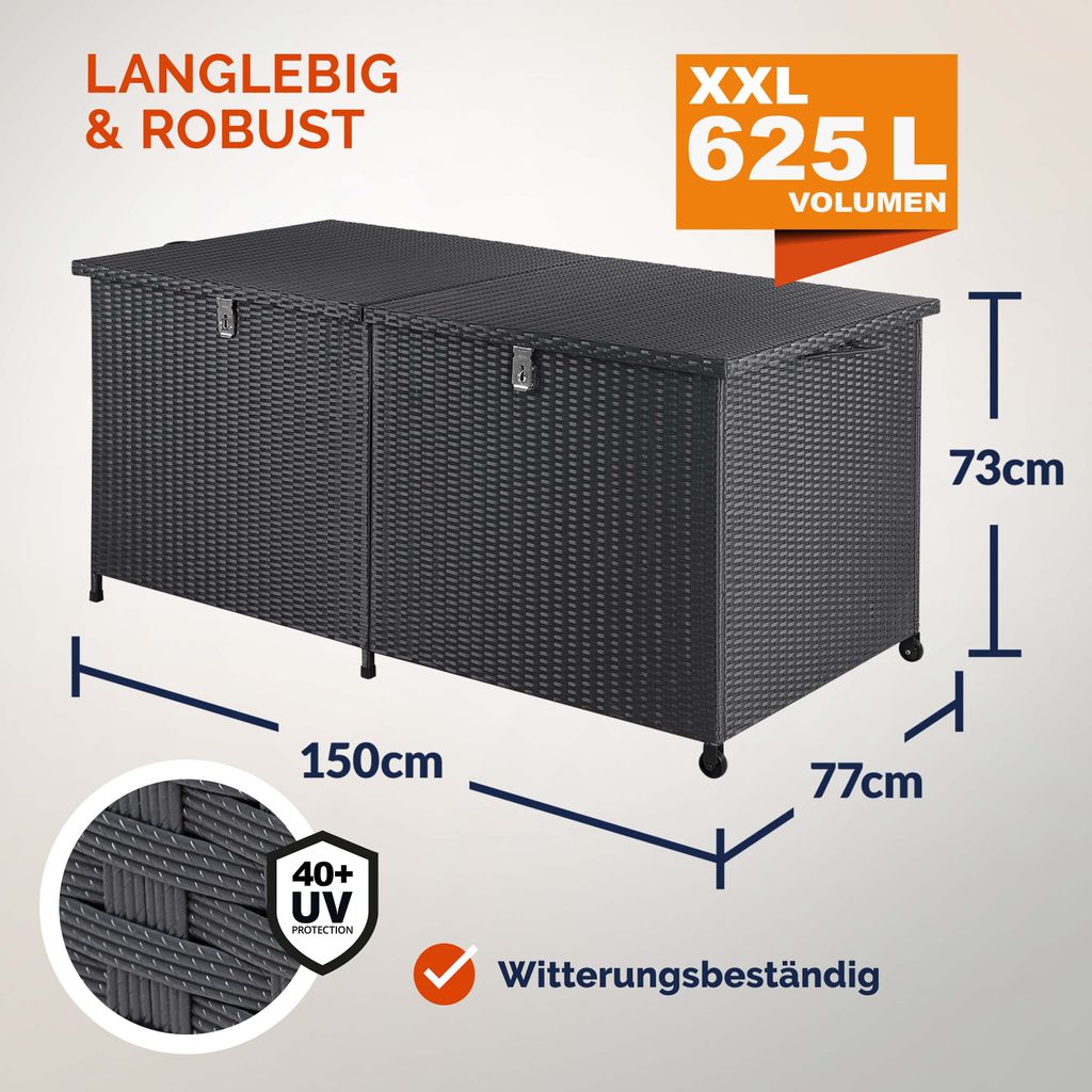 CASARIA® Gartenbox XXL Polyrattan Wetterfest 625L Produktbild 5