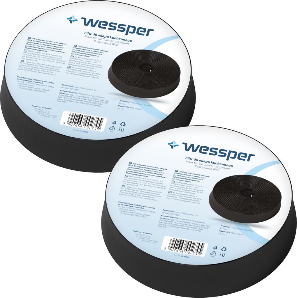 Two Wessper carbon filters packaged in their boxes, shown against a white background.