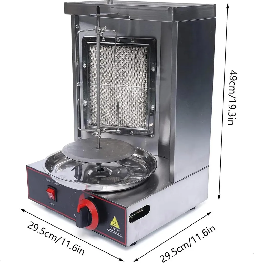 Gril automatique 360° argenté à température ajustable en inox brossé