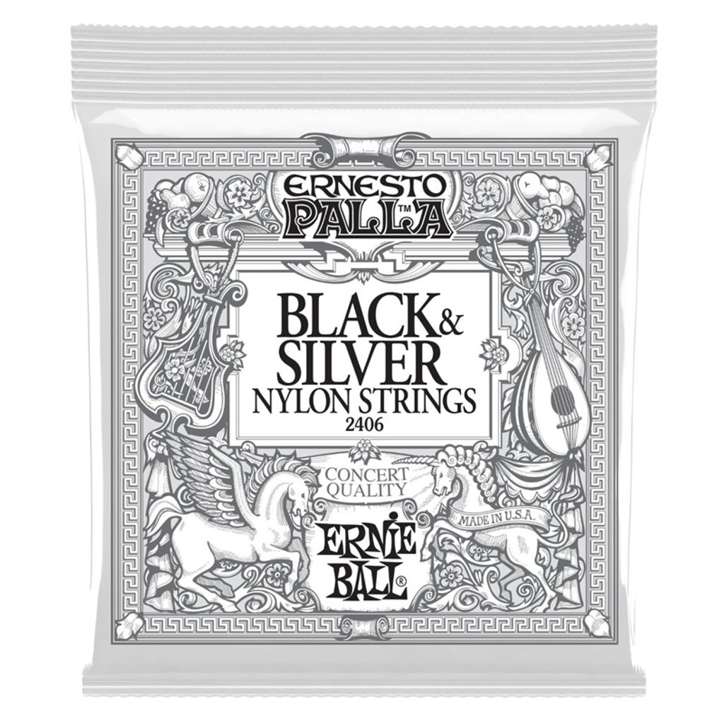 Ernie Ball Ernesto Palla Nylon Klassiksaiten Schwarz & Silber (2406)