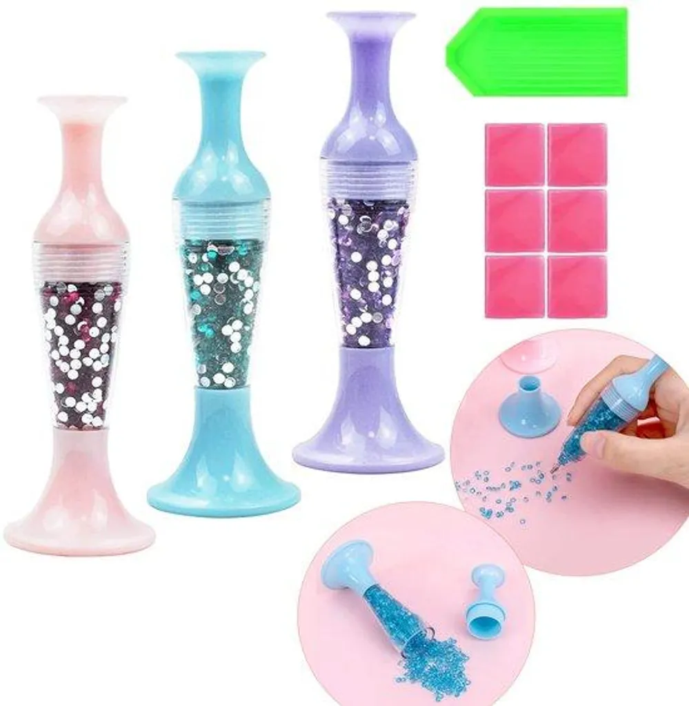 Stylos 5D Diamant Peinture - 3pcs Outil Remplissage pour Strass Facile
