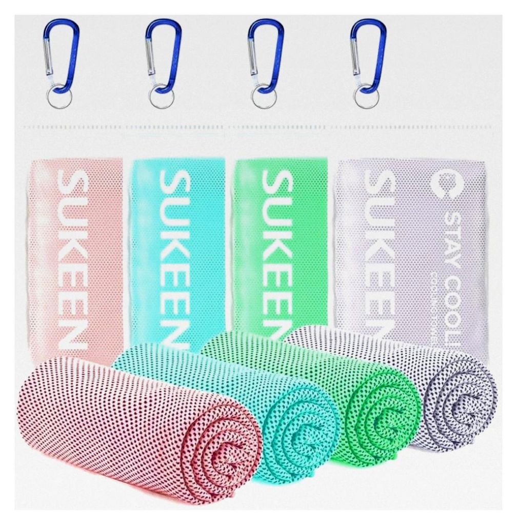 Kühlendes Handtuch, 4er Set, Mikrofaser Sporthandtuch für Yoga, Strand, Golf, Camping (100x30cm)