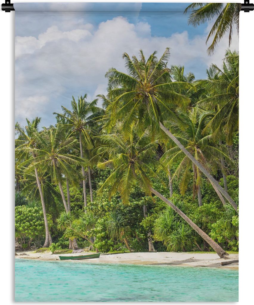 MuchoWow Wandteppich Wandbehang Palme - Meer - Tropisch 120x160 cm Tapisserie Dekoration Wandtuch - Wohnzimmer - Moderne