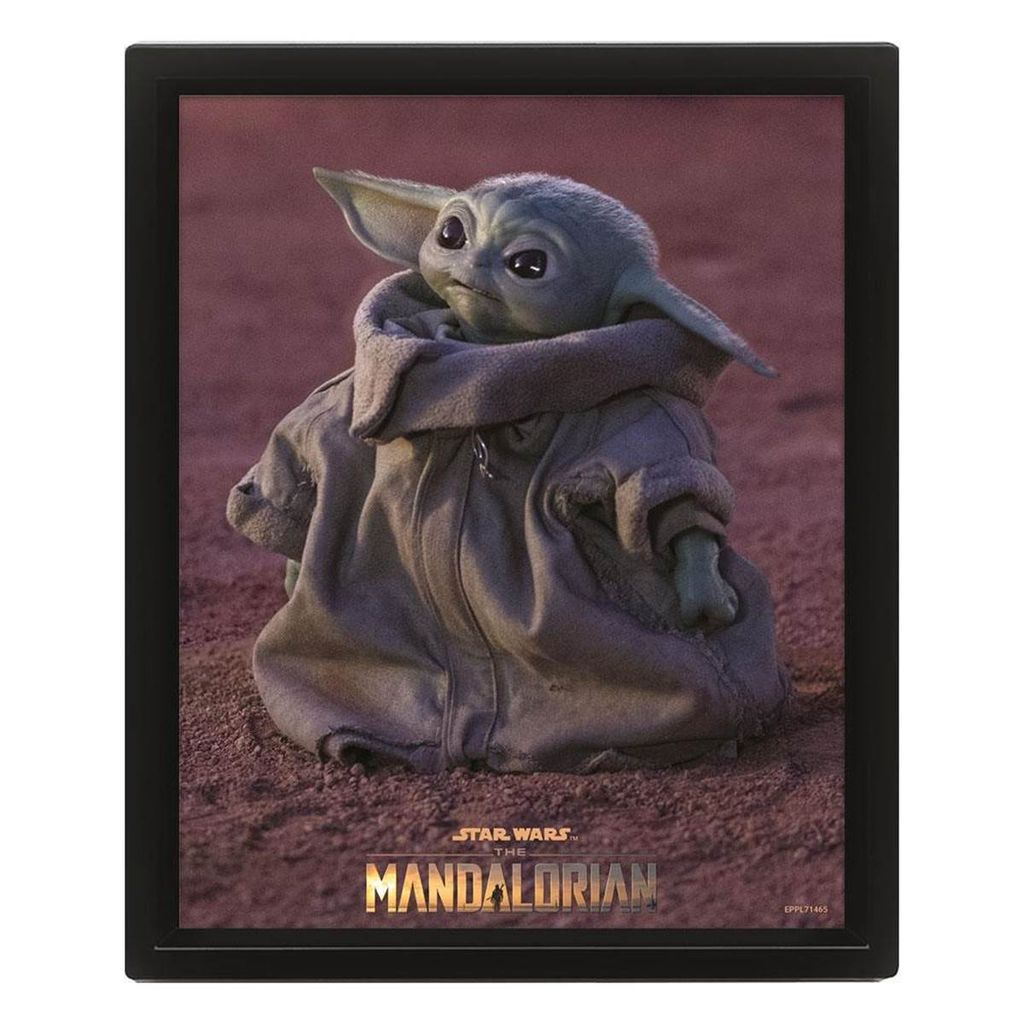 Pyramid International Star Wars: The Mandalorian 3D-Effekt Poster Pack im Rahmen Grogu 26 x 20 cm (3)