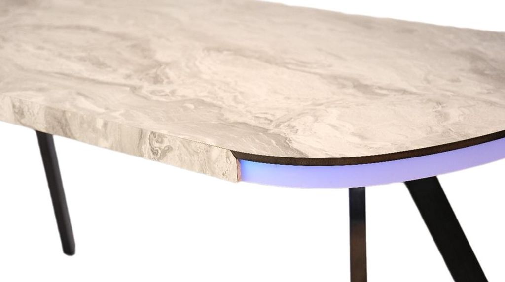 Esstisch Küchentisch Esszimmertisch Oval Tisch Marmoroptik LED beleuchtet