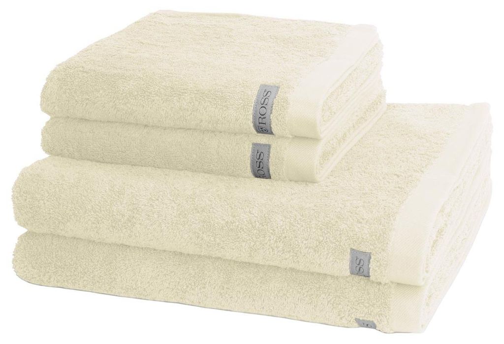Ross Sinfonie 2 X Handtuch 2 X Duschtuch im Set Walkfrottee aus reiner Baumwolle 500 g/m², Hohe Saugkraft und flauschig weicher Griff, Gewebte Bor...