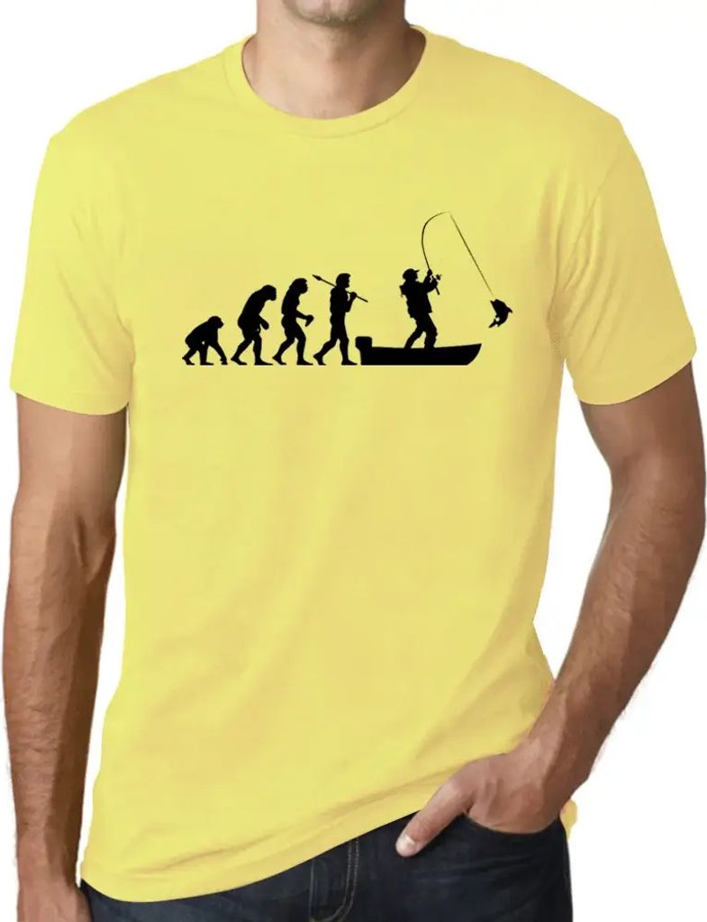 Herren Grafik T-Shirt Die Entwicklung des Fischers – Evolution Of The Fisherman – Öko-Verantwortlich Vintage Jahrgang Kurzarm Lustige Druck Ge...