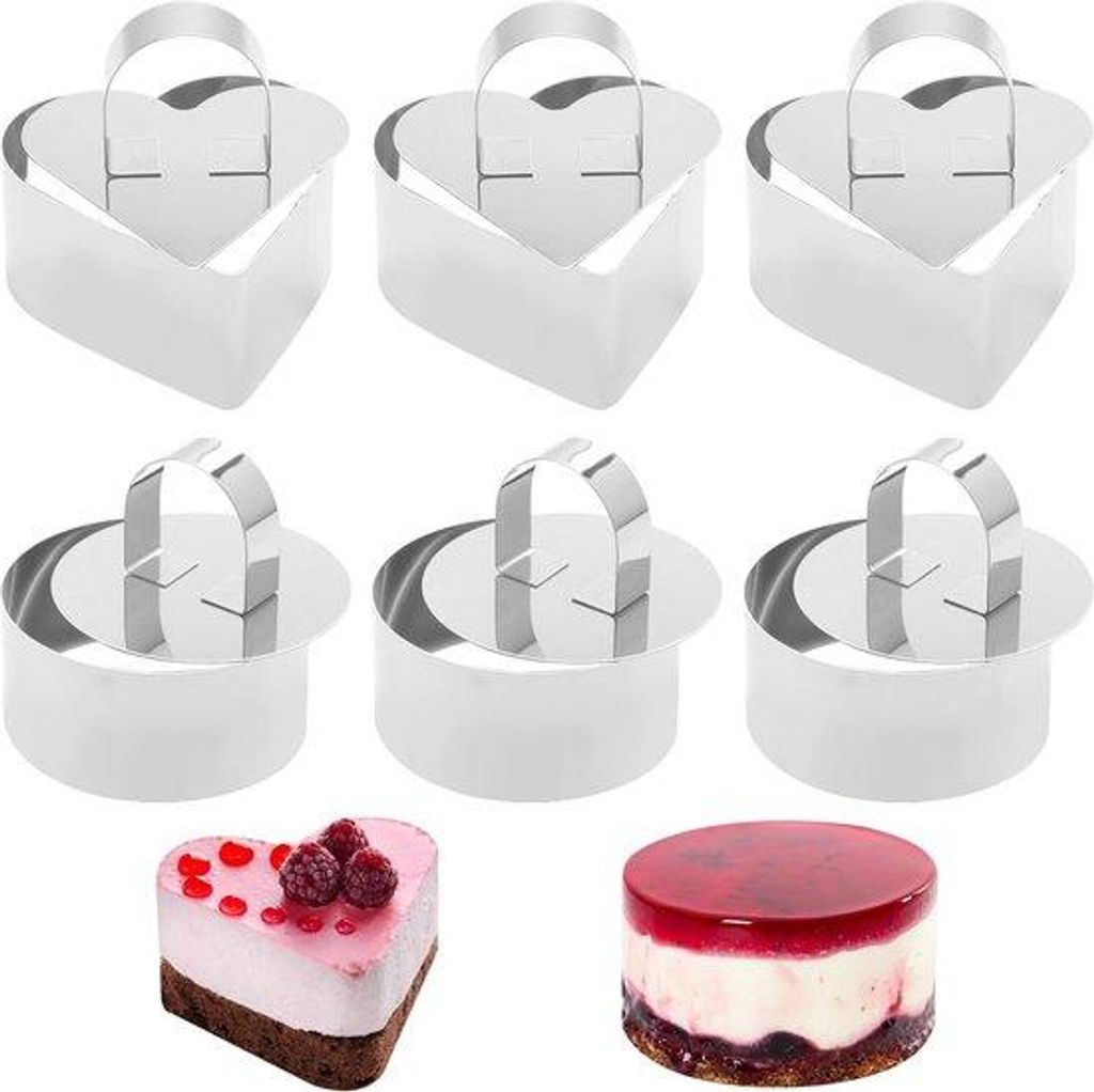 6 Stück Dessertringe, 8 cm Edelstahl-Servierringe mit Pessheffer, Edelstahl-Dessertringe-Set für n