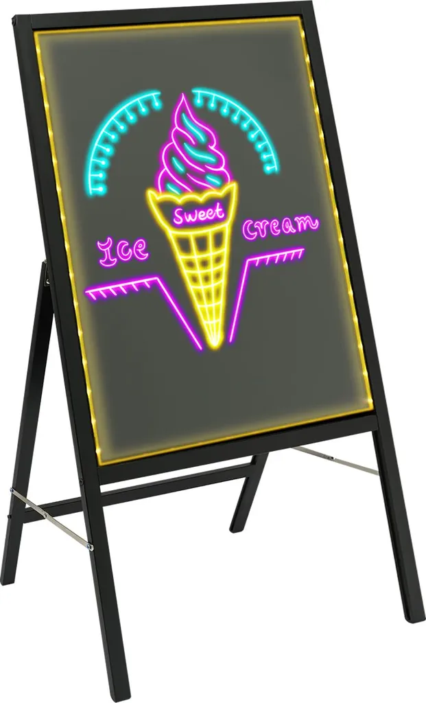 Panneau LED 50x70 sur Pied avec Cadre Noir Éclairé pour Affichage Pro