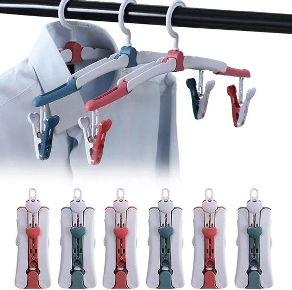 Lot de 8 porte-vêtements portables pliants pour valise et camping bleu