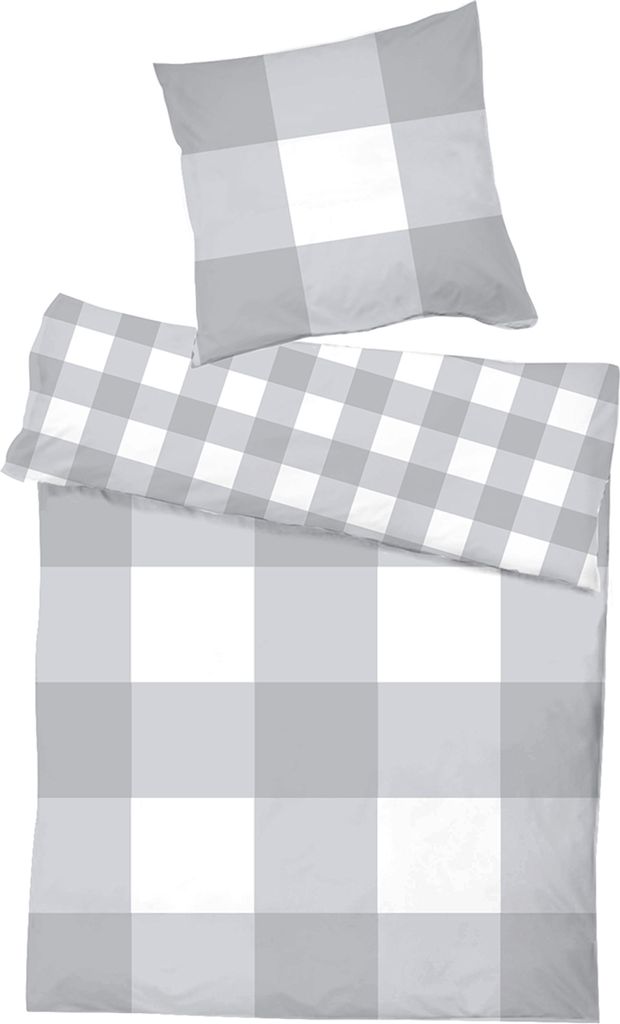 2tlg Karo Cashmere Touch Wende-Bettwäsche Bettzeug Bettwäsche Garnitur Grau