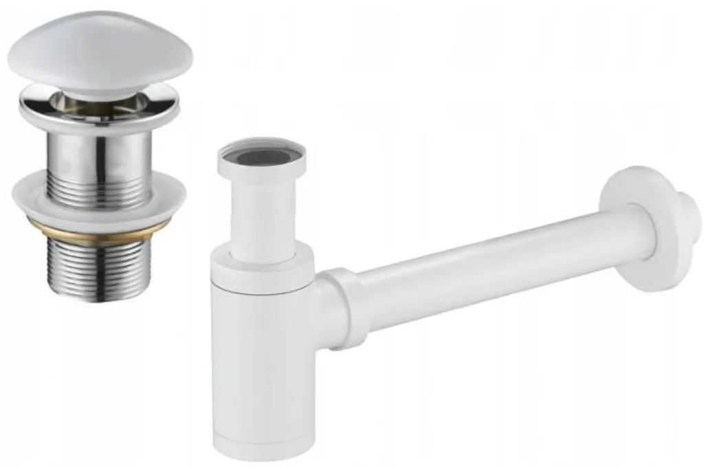 Kit Scarico Lavabo Mexen Bianco Sifone + Piletta Click-Clack 7991050-25