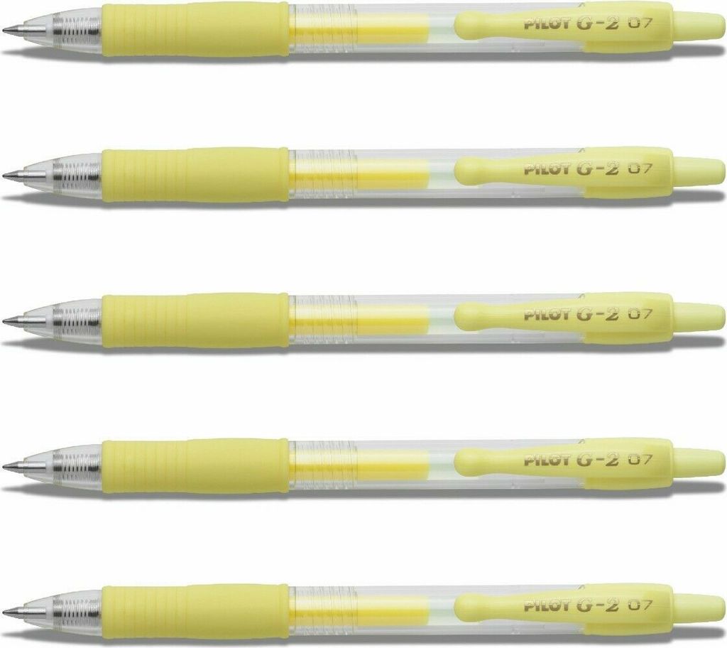 Pilot G2-07 Gelschreiber Pastellgelb - 5er-Set