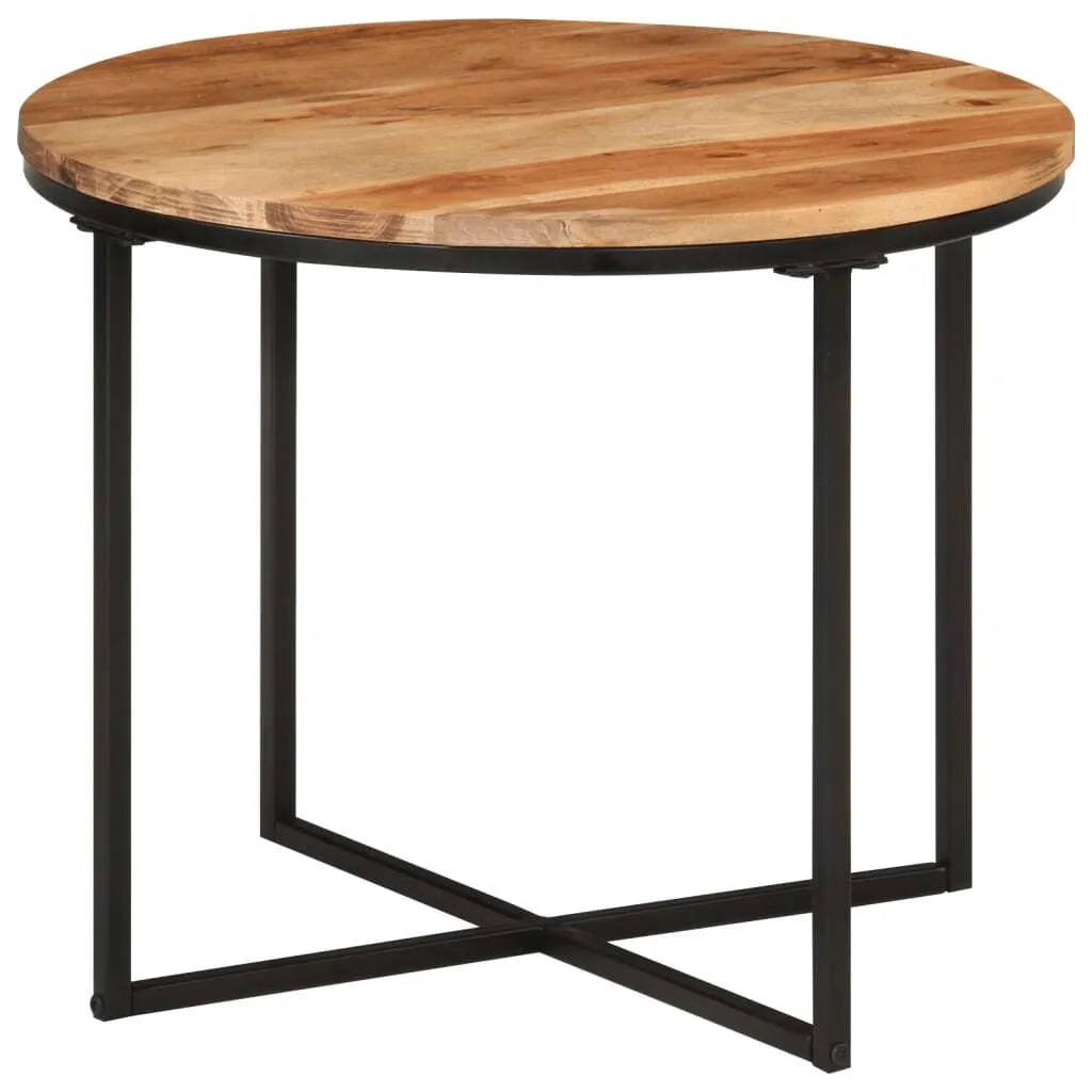 Tavolino 55x55x45 cm in legno massiccio di acacia e ferro