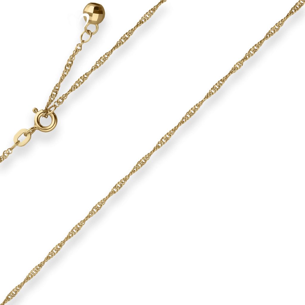 1,4mm Singapurkette Fusskette Kugel Fusskette aus 585 Gold Gelbgold 25cm