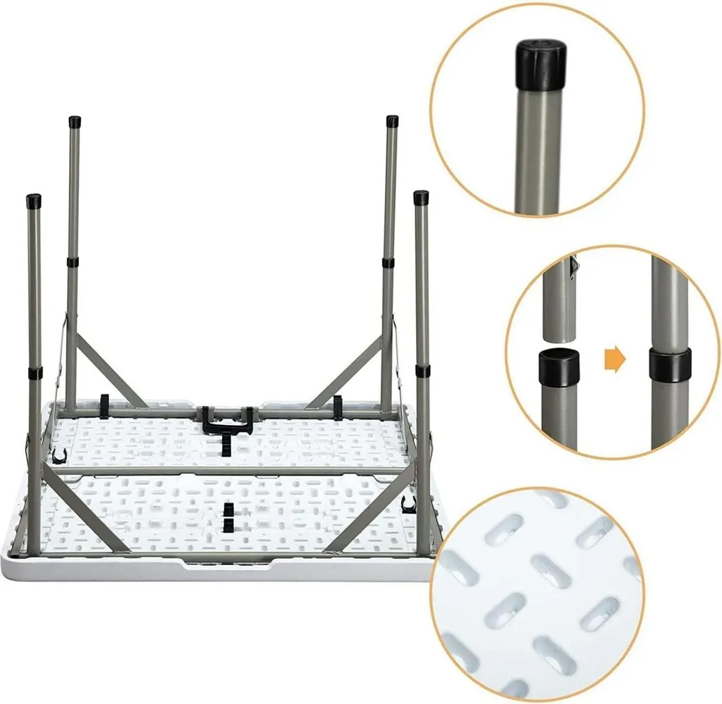 Table de camping pliante 87 cm blanche, table de buffet transportable - 5