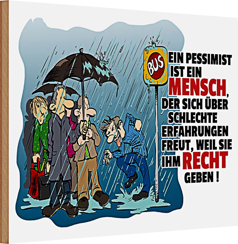 Holzschild Spruch 30x20cm Pessimist schlechte Erfahrungen