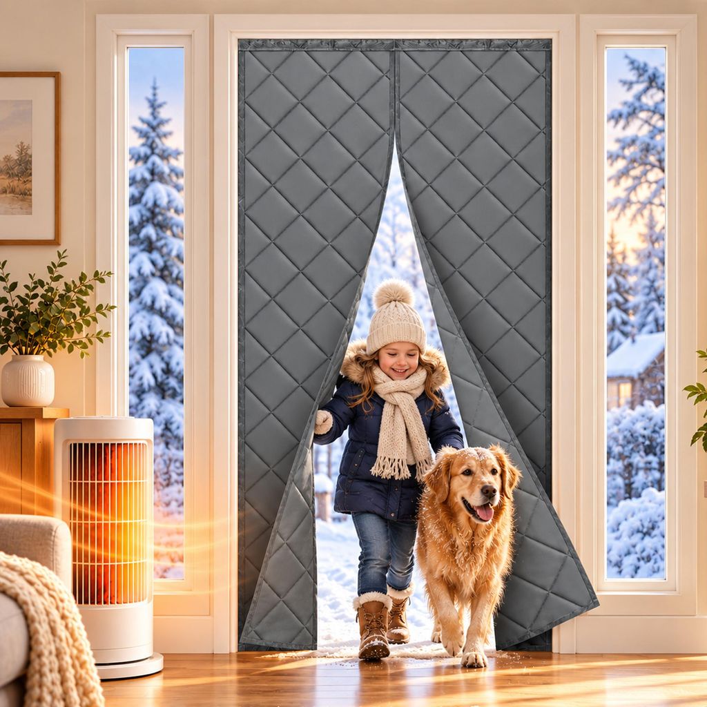 Cortina aislante térmica con imanes, cortina para puerta, Imagen del producto 