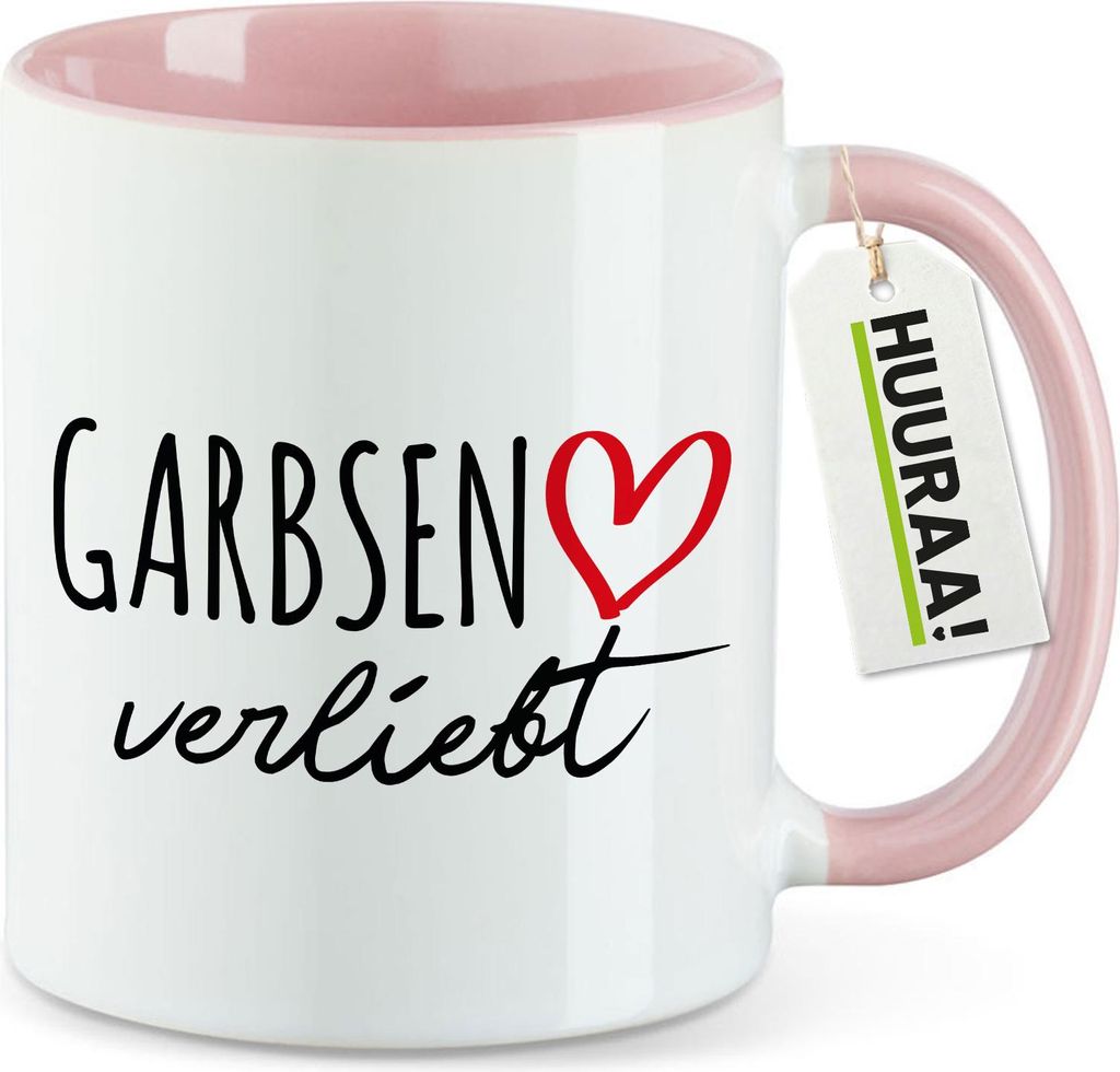 Huuraa Kaffeetasse Garbsen verliebt 330ml Rosa Keramik Kaffeebecher Geschenkidee