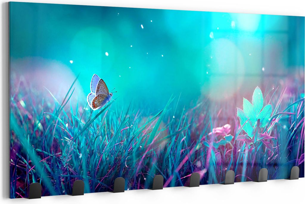 DEQORI Kleiderhaken Glas 60x30 cm 'Märchenhafte Wiese' Wand Garderobe beschreibbar