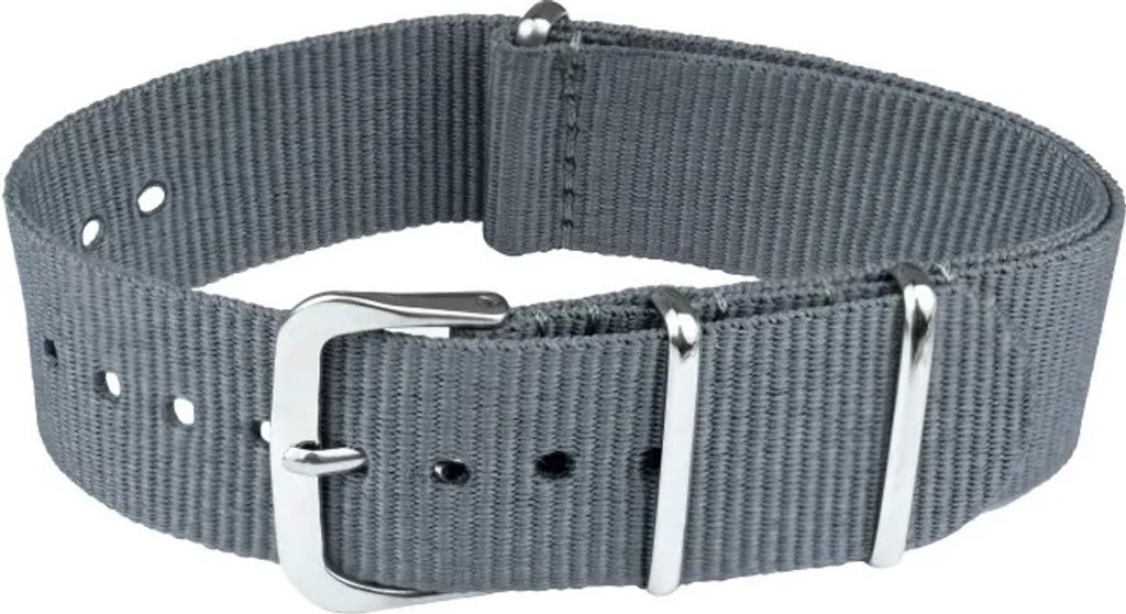 ClassicWatchStraps Nylon Uhrenarmband - Dunkelgrau, 20 mm, Silber poliert