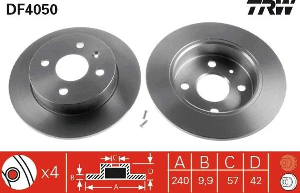 Disque de frein TRW DF4050 OE 9117771 pour Opel Corsa et Astra G H