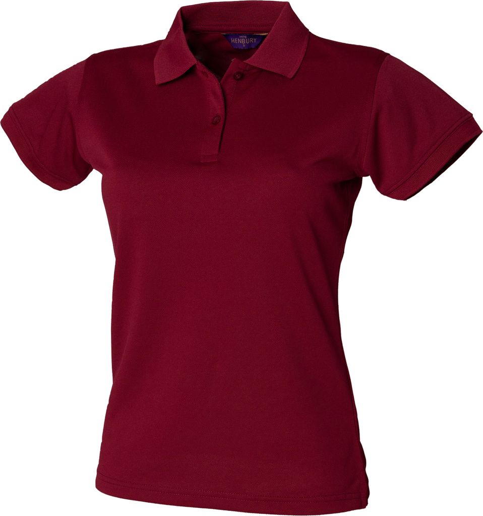 Henbury Damen Coolplus Polo-Shirt / Polohemd, RW636 (M) (Burgunder)
