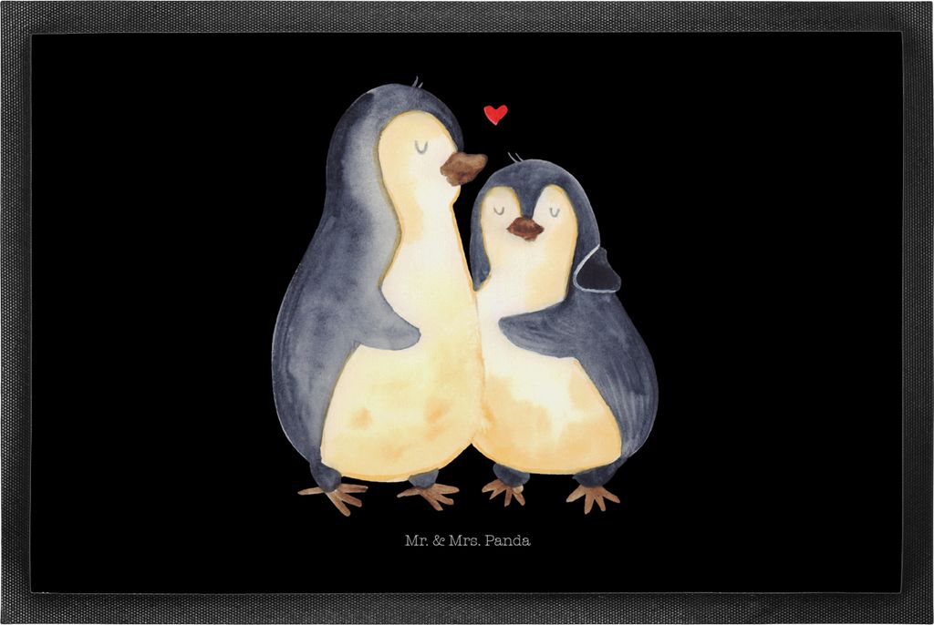 Mr. & Mrs. Panda Schmutzmatte Pinguin umarmen 50 x 75 cm - Schwarz - Geschenk, Hochzeitsgeschenk, fußmatte, Türvorleger, Fußabstreifer, Eingangs...