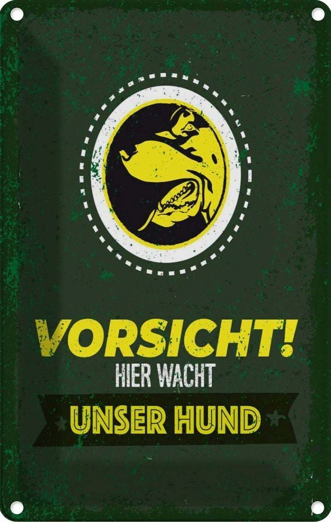 vianmo Blechschild 18x12 cm Vorsicht hier wacht unser Hund