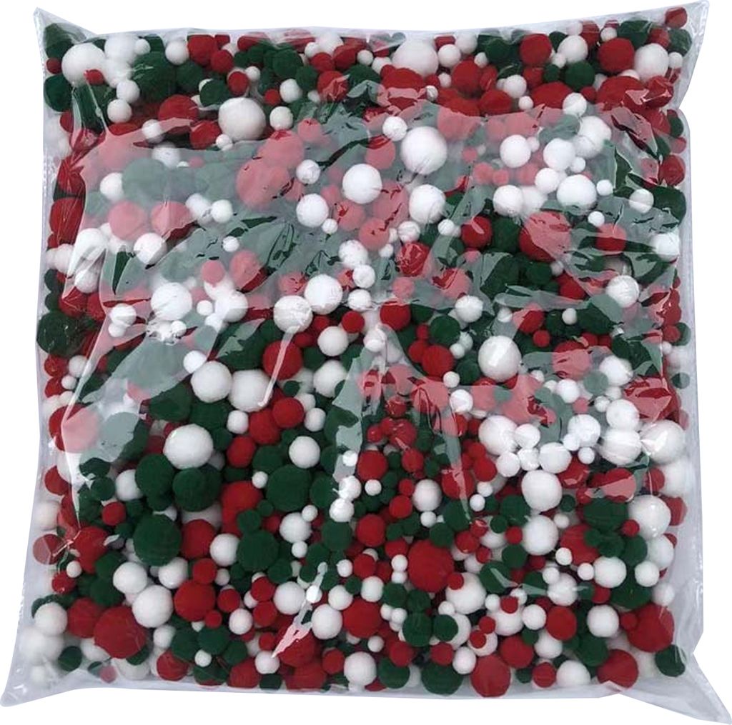 1 Pack Weihnachten Pom Pom Bälle rot Grün Filzkugel Ornamente DIY Weihnachtsgirlande Dekoration Urlaub Pom Bälle für Geburtstagsfeier Banner We...