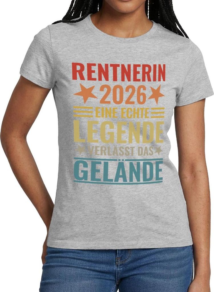 Spreadshirt Rentnerin 2026 Echte Legende verlässt das Gelände Frauen T-Shirt, XXL, Grau meliert