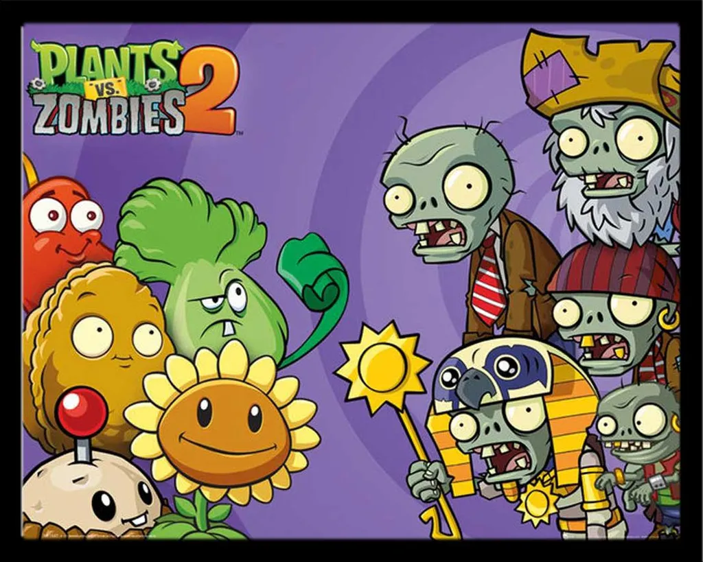 Mini Poster Plants vs Zombies 2 Cast avec Cadre Shinsuke MDF Noir 40x50