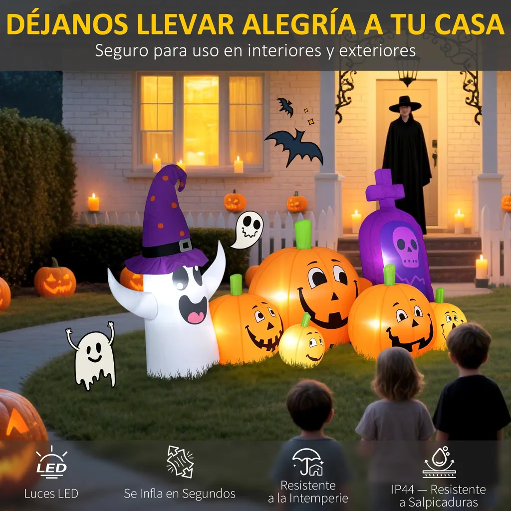 Citrouille gonflable Halloween 240cm en polyester IP44 avec LED