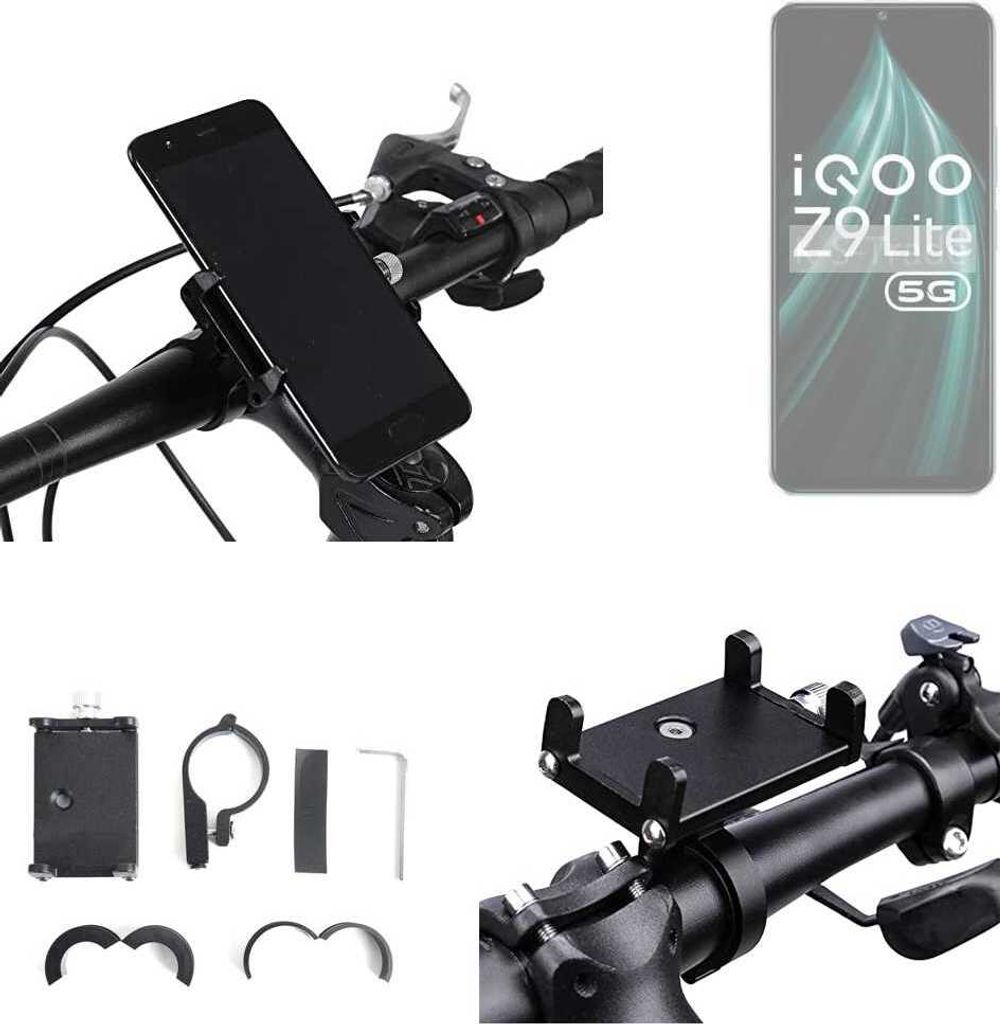 K-S-Trade Handyhalterung für das Fahrrad kompatibel mit Vivo iQOO Z9 Lite 5G Halter Lenkstange Fahrradhalterung Motorrad Bike Mount Befestigung