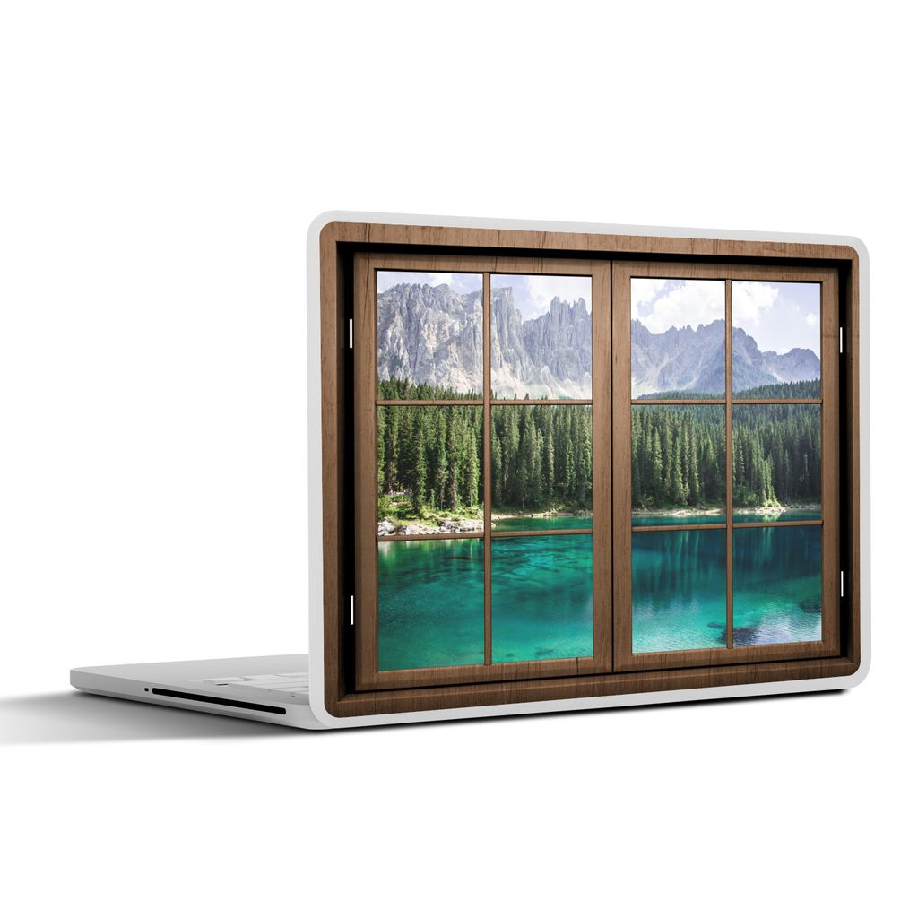 MuchoWow Laptop Aufkleber Sticker Cover Aussicht - Baum - See 31x22.5 cm - Laptop-Deko