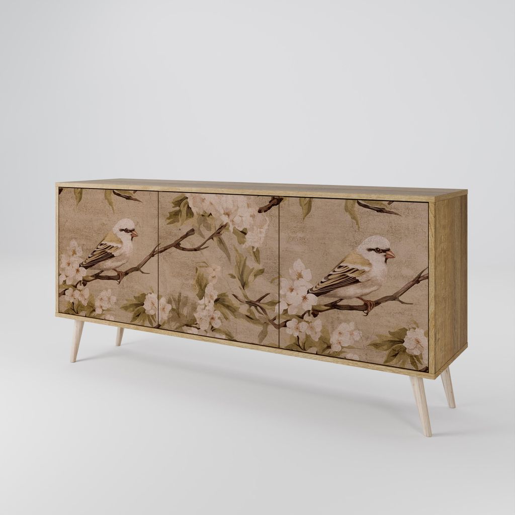 Spacerebels Kommode mit 3 Türen - Sideboard Komodenschrank - Highboard - Kleiderschrank Möbel - Wohnzimmer Schlafzimmer - 57,5×111×42 (HxBxT)